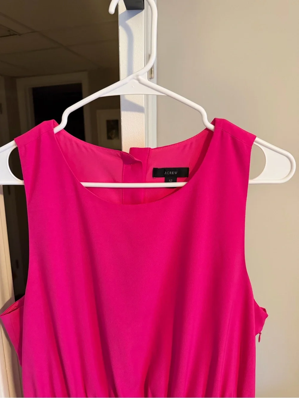 J. Crew Sleeveless Midi Dress in Hot Pink